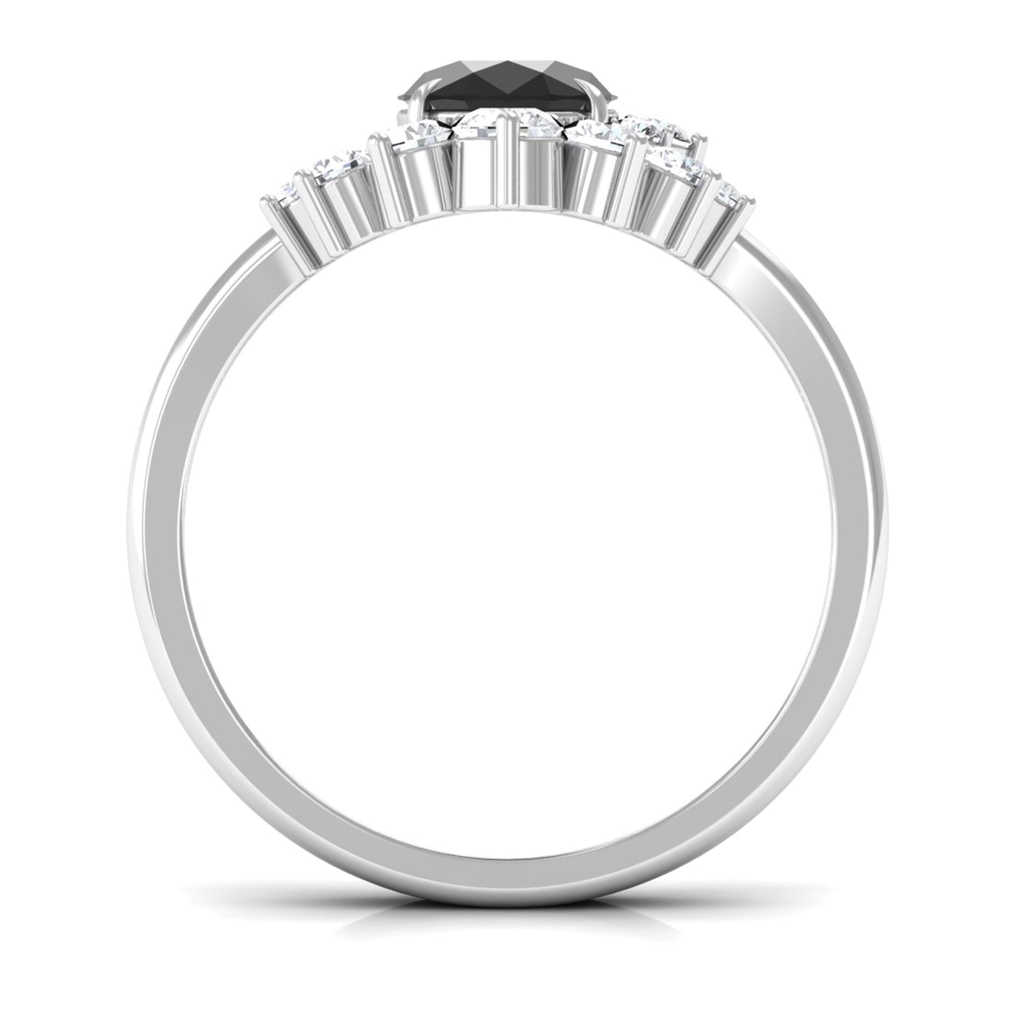 Rosec Jewels-Created Black Diamond and Diamond Engagement Enhancer Ring Set