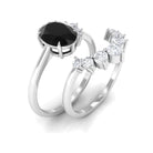 Rosec Jewels-Created Black Diamond and Diamond Engagement Enhancer Ring Set