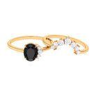 Rosec Jewels-Created Black Diamond and Diamond Engagement Enhancer Ring Set