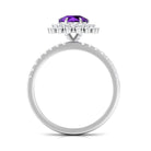 Rosec Jewels-Round Amethyst Statement Engagement Ring with Moissanite