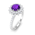 Rosec Jewels-Round Amethyst Statement Engagement Ring with Moissanite