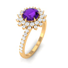 Rosec Jewels-Round Amethyst Statement Engagement Ring with Moissanite