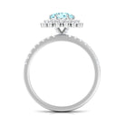 Rosec Jewels-2 CT Round Aquamarine Statement Engagement Ring with Moissanite