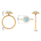 Rosec Jewels-2 CT Round Aquamarine Statement Engagement Ring with Moissanite