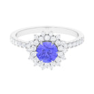 Rosec Jewels-2 CT Round Tanzanite Statement Engagement Ring with Diamond