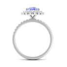 Rosec Jewels-2 CT Round Tanzanite Statement Engagement Ring with Diamond