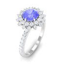 Rosec Jewels-2 CT Round Tanzanite Statement Engagement Ring with Diamond