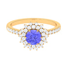 Rosec Jewels-2 CT Round Tanzanite Statement Engagement Ring with Diamond