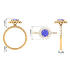 Rosec Jewels-2 CT Round Tanzanite Statement Engagement Ring with Diamond