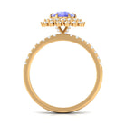 Rosec Jewels-2 CT Round Tanzanite Statement Engagement Ring with Diamond