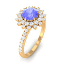 Rosec Jewels-2 CT Round Tanzanite Statement Engagement Ring with Diamond