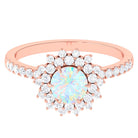 Rosec Jewels-2 CT Round Ethiopian Opal Statement Engagement Ring with Moissanite