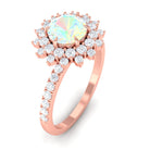 Rosec Jewels-2 CT Round Ethiopian Opal Statement Engagement Ring with Moissanite