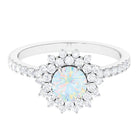 Rosec Jewels-2 CT Round Ethiopian Opal Statement Engagement Ring with Moissanite