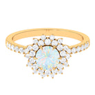 Rosec Jewels-2 CT Round Ethiopian Opal Statement Engagement Ring with Moissanite