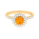 Rosec Jewels-Round Fire Opal Statement Engagement Ring with Moissanite