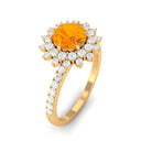 Rosec Jewels-Round Fire Opal Statement Engagement Ring with Moissanite