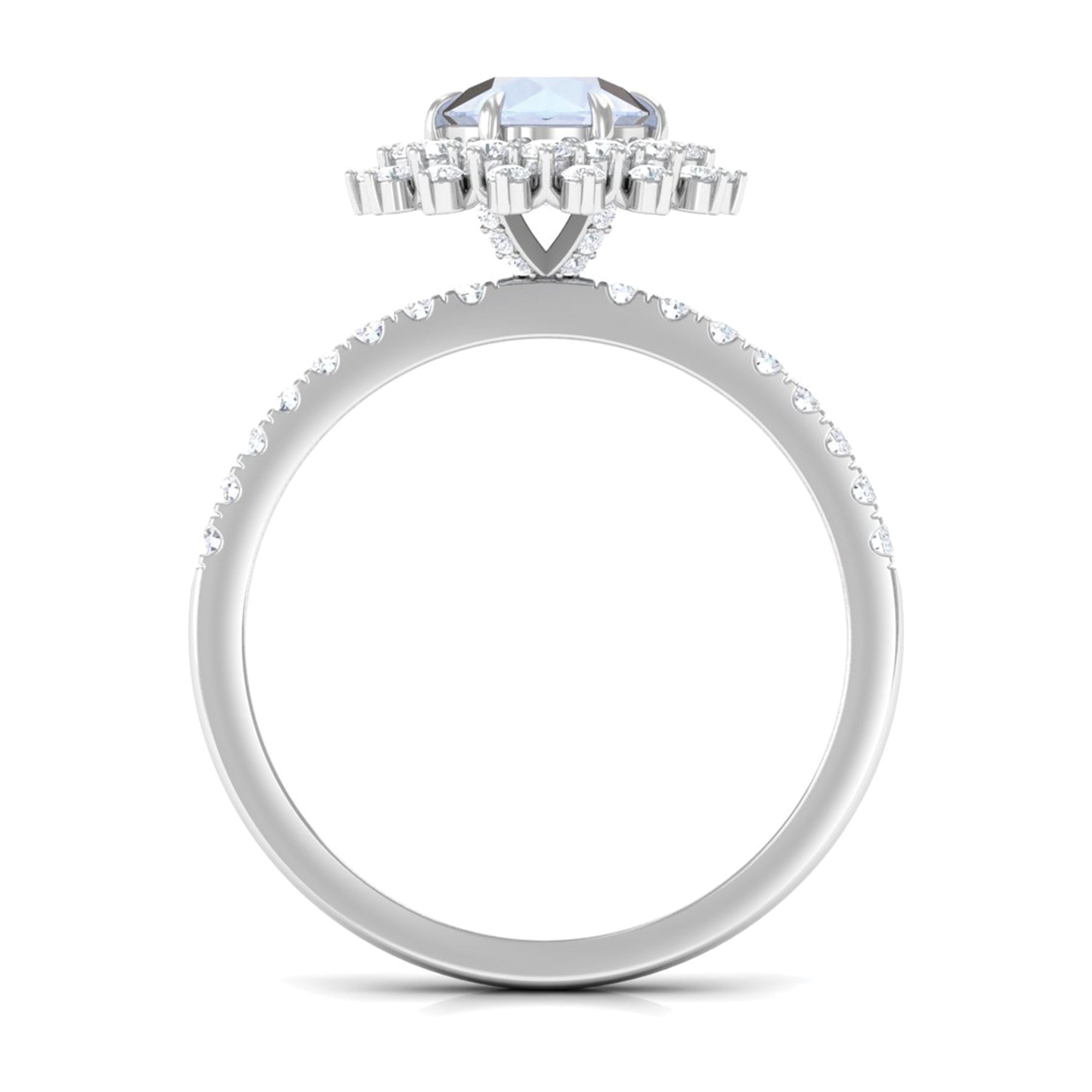 Rosec Jewels-1.5 CT Round Moonstone Statement Engagement Ring with Moissanite