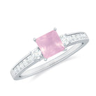 Rosec Jewels-Classic Princess Cut Rose Quartz and Diamond Engagement Ring