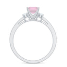 Rosec Jewels-Classic Princess Cut Rose Quartz and Diamond Engagement Ring