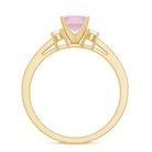 Rosec Jewels-Classic Princess Cut Rose Quartz and Diamond Engagement Ring