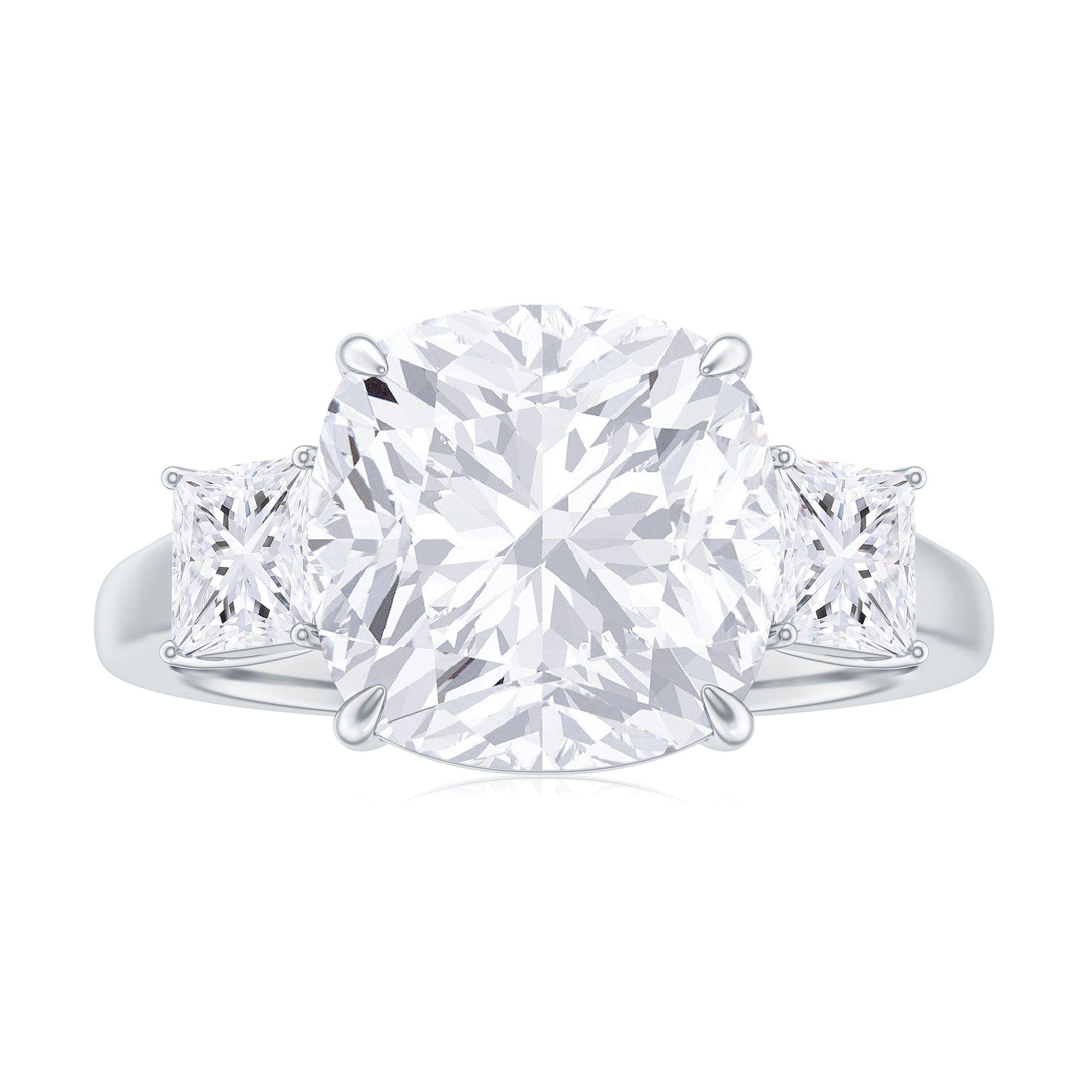 Rosec Jewels-Cushion and Princess Cut Moissanite Big Engagement Ring