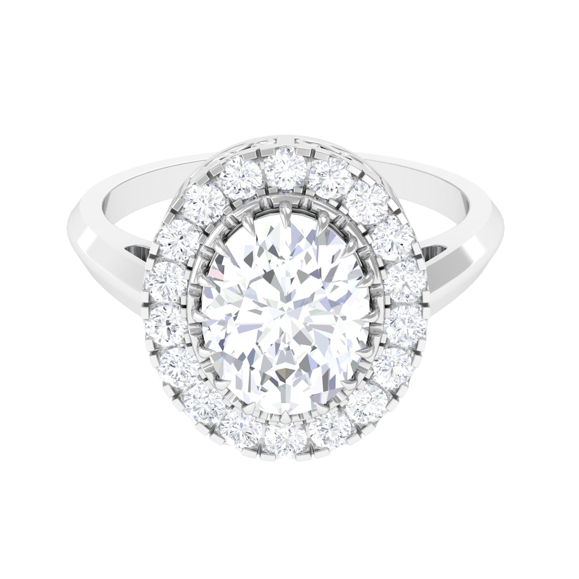 Rosec Jewels-4.75 CT Vintage Style Oval Simulated Diamond Halo Engagement Ring