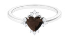 Rosec Jewels-Heart Shape Smoky Quartz Engagement Ring with Diamond