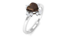 Rosec Jewels-Heart Shape Smoky Quartz Engagement Ring with Diamond