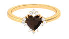 Rosec Jewels-Heart Shape Smoky Quartz Engagement Ring with Diamond