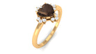 Rosec Jewels-Heart Shape Smoky Quartz Engagement Ring with Diamond