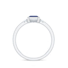 Rosec Jewels-Bezel Set Octagon Cut Created Blue Sapphire Engagement Ring with Diamond