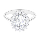 Rosec Jewels-Oval Cut Cubic Zirconia Halo Statement Engagement Ring