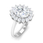 Rosec Jewels-Oval Cut Cubic Zirconia Halo Statement Engagement Ring