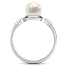 Rosec Jewels-Nature Inspired Freshwater Pearl Solitaire Ring with Diamond