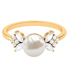 Rosec Jewels-Nature Inspired Freshwater Pearl Solitaire Ring with Diamond