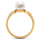 Rosec Jewels-Nature Inspired Freshwater Pearl Solitaire Ring with Diamond