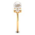 Rosec Jewels-Nature Inspired Freshwater Pearl Solitaire Ring with Diamond