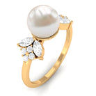 Rosec Jewels-Nature Inspired Freshwater Pearl Solitaire Ring with Diamond