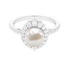 Rosec Jewels-Classic Freshwater Pearl and Diamond Halo Ring