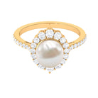 Rosec Jewels-Classic Freshwater Pearl and Diamond Halo Ring