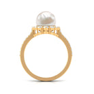 Rosec Jewels-Classic Freshwater Pearl and Diamond Halo Ring