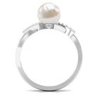 Rosec Jewels-Pure Freshwater Pearl Solitaire Crossover Ring with Diamond