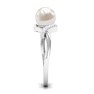 Rosec Jewels-Pure Freshwater Pearl Solitaire Crossover Ring with Diamond