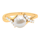 Rosec Jewels-Pure Freshwater Pearl Solitaire Crossover Ring with Diamond