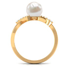 Rosec Jewels-Pure Freshwater Pearl Solitaire Crossover Ring with Diamond