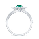 Rosec Jewels-Created Emerald and Diamond Flower Engagement Ring with Bypass Shank