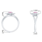 Rosec Jewels-Rose Quartz and Diamond Flower Engagement Ring with Bypass Shank