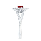 Rosec Jewels-Lab-Created Ruby and Diamond Flower Ring in Bypass Shank