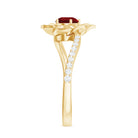 Rosec Jewels-Lab-Created Ruby and Diamond Flower Ring in Bypass Shank